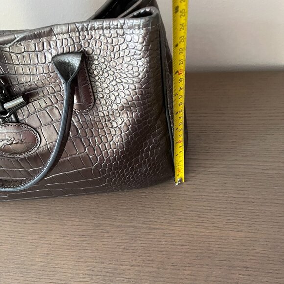 Longchamp Roseau Leather Embossed Crocodile Bag - Picture 9 of 9